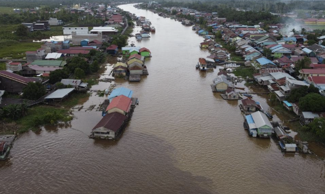 Foto: Pemukiman Desa Muara Pantuan, Kutai Kartanegara.